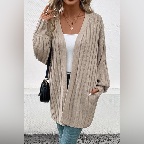 Open Front Cardigan with Pockets - Picture 1 of 3